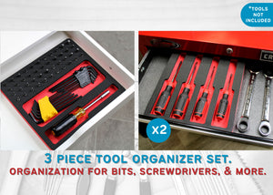 Tool Drawer Organizer 3-Piece Screwdriver Bit Driver Insert Set Red an –